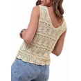 thumbnail image 3 of Women Summer Tank Top Trendy V Neck Crochet Sleeveless Shirts Sweater Vest Beige XL, 3 of 7