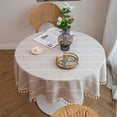 thumbnail image 1 of Three-dimensional Jacquard Checkered Round Tablecloth Cotton Linen Tassels Dust-Proof Table Cover For Dinner Party Wedding Decor Yening, 1 of 5