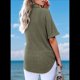 thumbnail image 3 of Camiseta de Gofre con Cuello en V y Corta para Mujer, Color Verde , Talla M, 3 of 4