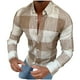 thumbnail image 2 of Blusa y camisa de manga larga con cuello vuelto para hombre, estilo informal, a la moda, con estampado de celosía y botones, con bolsillo tipo cárdigan, blusa de manga larga con cuello vuelto, blusa d, 2 of 6