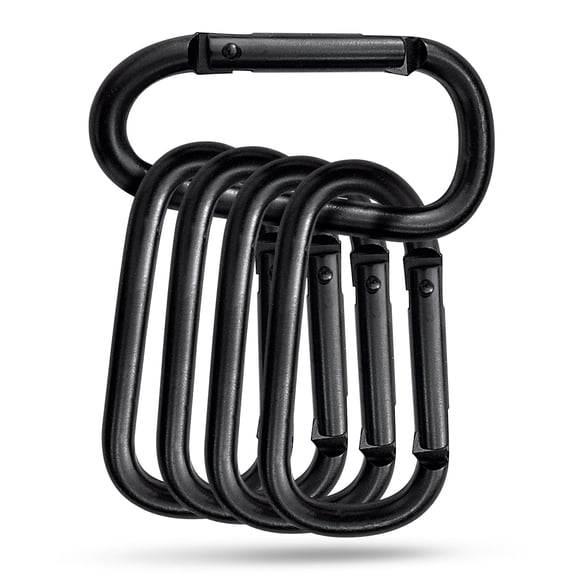 Aluminum Carabiner Clips, 7.8cm Heavy Duty D-Ring Keychain Hooks for Camping, Hiking, Outdoor, Key, Pet Leash, Backpack (Black) 5Pcs Multipurpose Carabiners with Spring-Loaded Gate