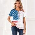 thumbnail image 3 of Iaqnaocc 4th Of July Tops for Women Trendy Summer Button Henley V Neck Vintage T Shirt Patriotic American Flag Stars Striped July 4th Celebration Short Sleeve Tee Tops Sky Blue XXL, 3 of 4