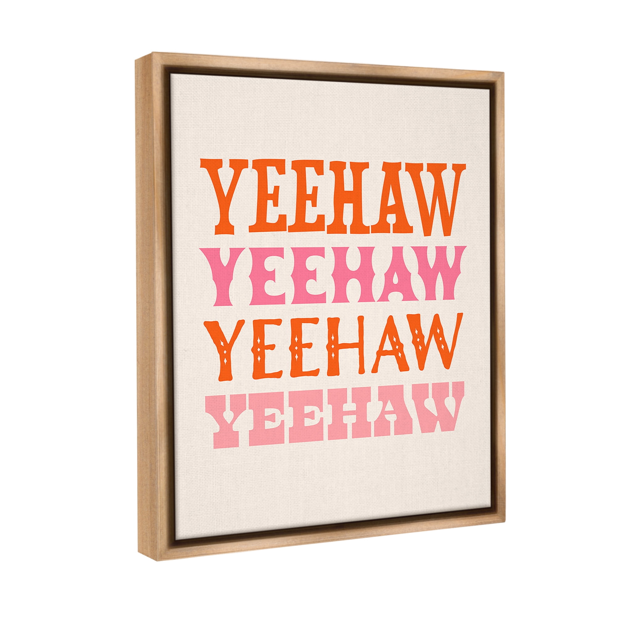 Stupell Industries Yeehaw Country Typography Typography Painting Brown Floater Framed Canvas Art Print Wall Art, 17 x 21