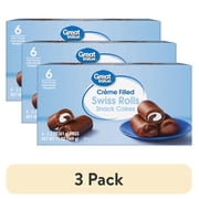 (3 pack) Great Value Creme Filled Swiss Rolls Snack Cakes, 13 oz, 6 Count