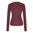 thumbnail image 4 of Long Sleeve Tops Women Solid Cotton Crop Tops Casual Crew Neck Basic T Shirts Slim Fit Going Out Top Y2K T-shirt Trendy Fashion Tee Shirts Streetwear Blouses, 4 of 5