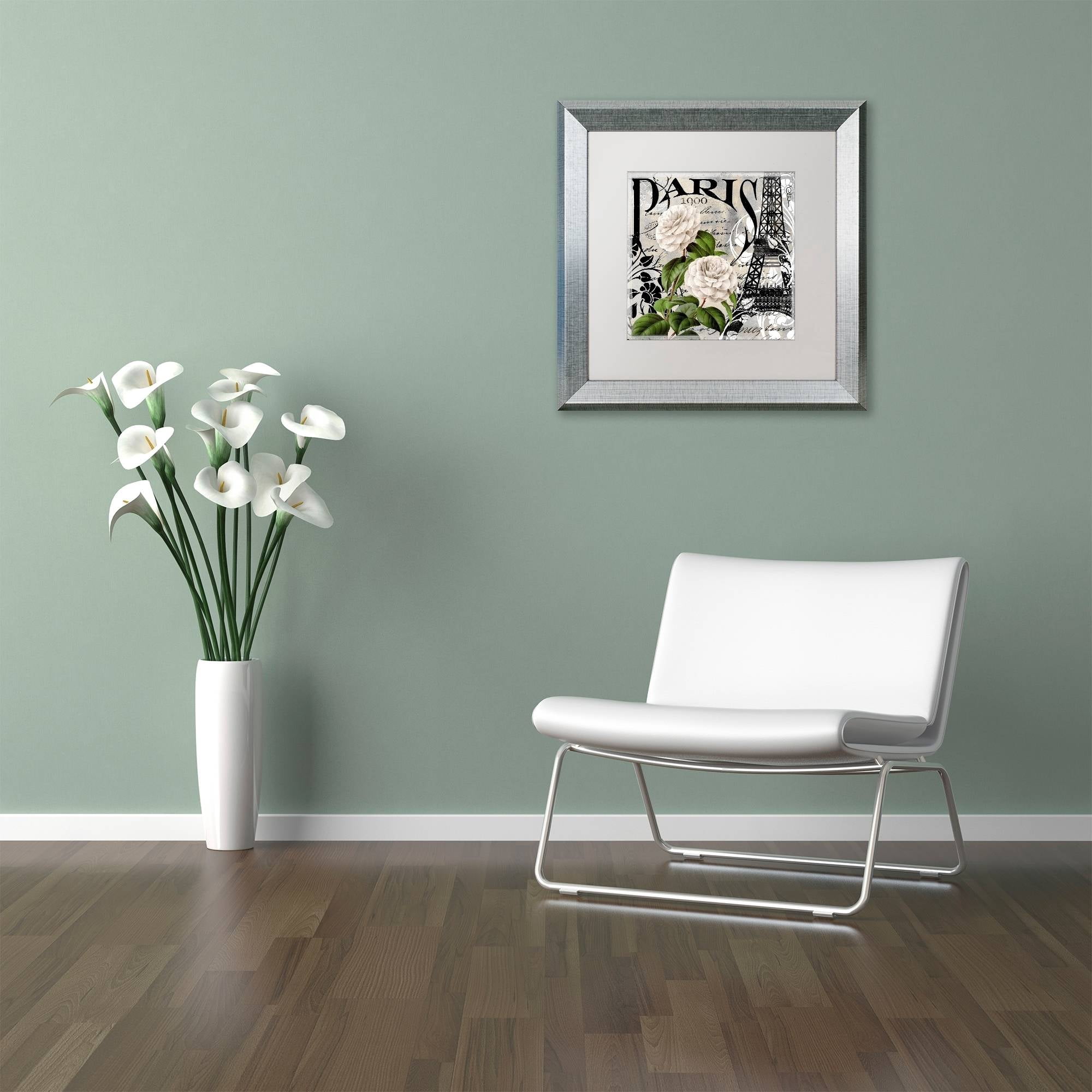 Trademark Fine Art "Paris Blanc II" Canvas Art by Color Bakery White Matte, Silver Frame