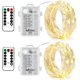 thumbnail image 1 of luces de hadas que funcionan con pilas, cadenas de alambre plateadas, 8 modos de 16 pies/5 metros, 50 luces LED con control remoto para recámara, Navidad, fiesta, decoración de boda (blanco, 1 of 4
