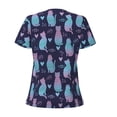 thumbnail image 4 of Naloa Silhouette Cats Print T-Shirts Short Sleeve V Neck Tees for Women Fashion Tops Trendy Lightweight Soft Casual Summer Outfits Clothes, 4 of 5