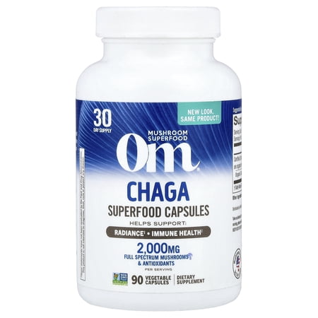 Om Mushrooms Chaga  90 Vegetable Capsules (666 mg per Capsule )
