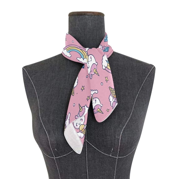 Square Scarf 24x24 Inch Sweet Dreamy Unicorn Print Silky Satin Sun Protection Neck Scarf for Women Multi-Purpose Head Wrap Bandana for Hair Bag Decoration