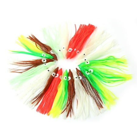 20pcs New Useful Mixed Color Squid Skirt Bait Saltwater Soft Sea Fishing Lures 14cm