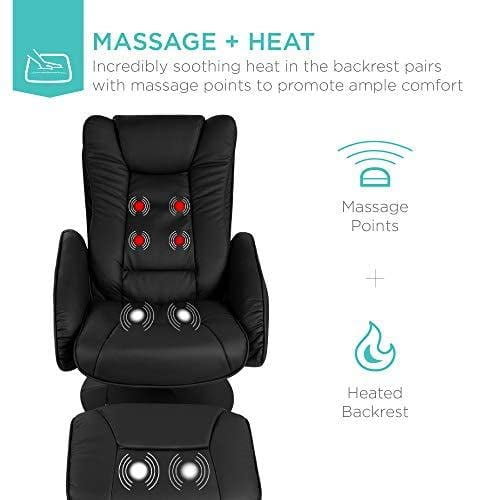 Best Choice Products Faux Leather Electric Massage Recliner Chair for Living Room Bedroom Office Comfort w Stool Footrest Ottoman Remote Control 5