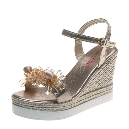 

fvwitlyh Woman Sandals Women s Chunky Wedge Sandals in Open Toe Ankle Strap Buckle