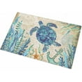 thumbnail image 2 of Shag Bath Rugs Nautical Sea Turtle Blue Gradient Plush Soft Fluffy Doormat Floor Carpet,Non-Slip Living Room Bedroom Kitchen Entryway Door Mats Coastal Coral Retro Letter, 2 of 6