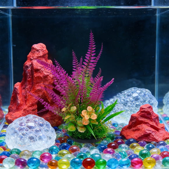 Plantas acuáticas de plástico simuladas y flores artificiales, artículos decorativos adecuados para paisajismo y decoración de acuarios de agua dulce y salada. Flores artificiales de plástico.