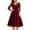 Burgundy, variant on Herrnalise Women’s Dresses Summer 2024 Fashion Solid Lace 3/4 Sleeve Corset Swing V- Neck Party Dress S-2XL
