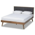 thumbnail image 1 of Bowery Hill King Size Dark Gray Fabric Walnut Finished Platform Bed, 1 of 10