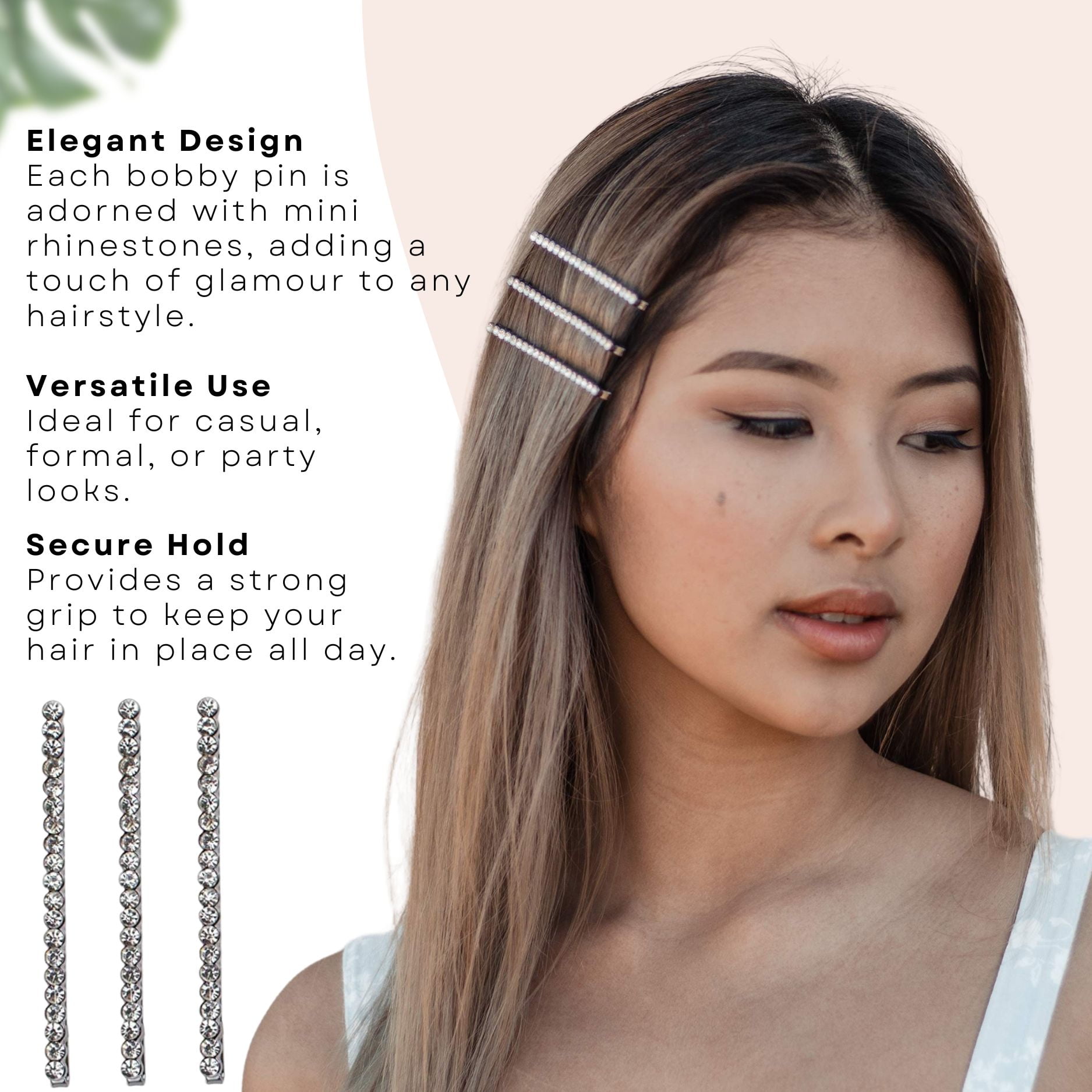 NADRI Wrapped Pave Bobby Hair Pin???Exquisite! Velvet and rhinestone accents Set of 4 Dainty Crystal Rhinestone Bobby Pins | Hair Grip  main image 2