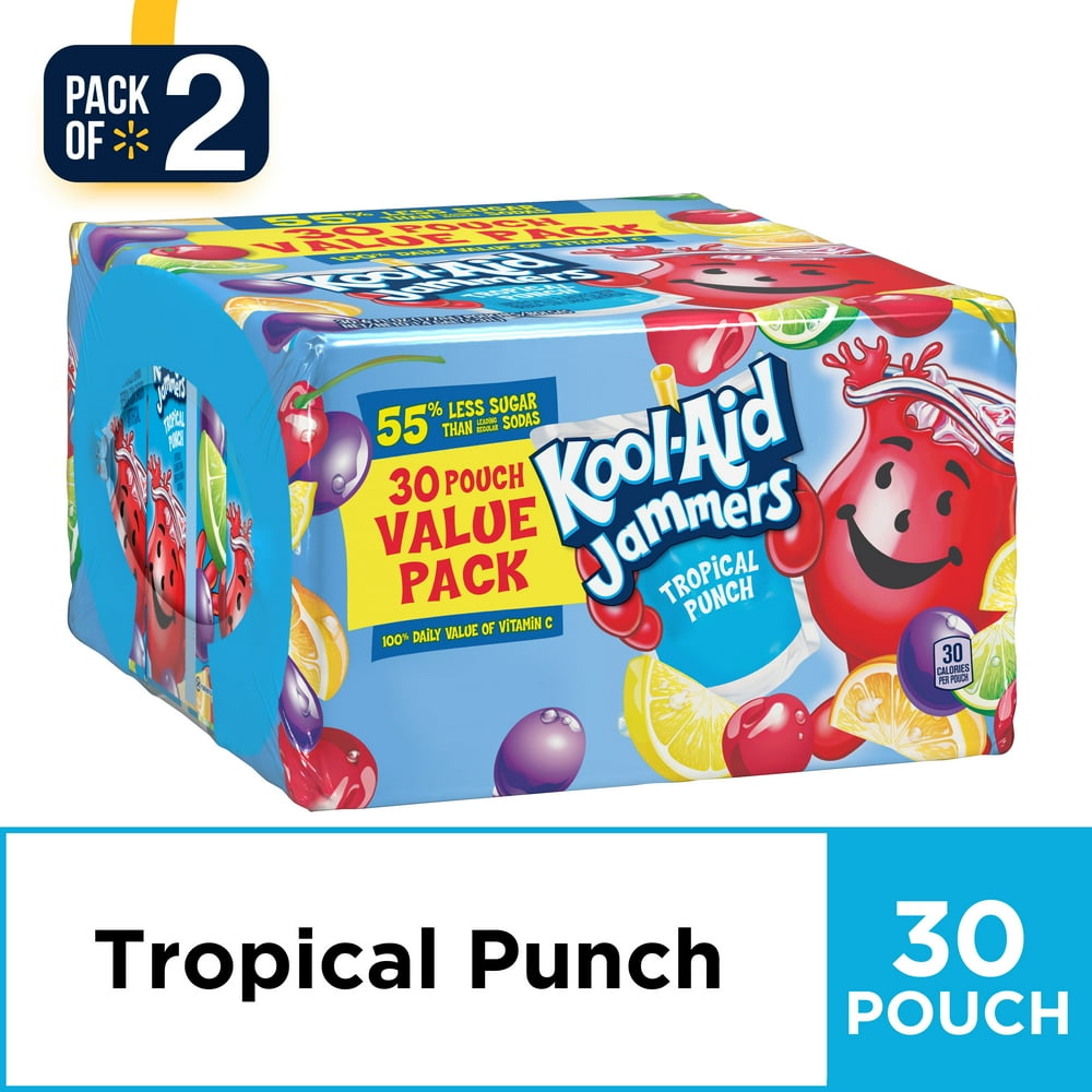 (2-pack) Kool-Aid Jammers Tropical Punch Flavored Drink, 30 ct - 6 fl ...