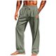 thumbnail image 2 of Pantalones casuales de longitud completa para hombre, color sólido, bolsillo, cintura elástica, rectos, de poliéster., 2 of 8