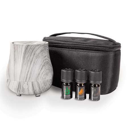 ScentSationals Aromatherapy Oil Diffuser Gift Set, Gray Woodgrain