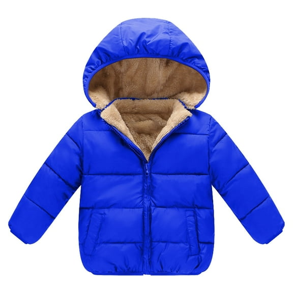 Otqutp Baby Windproof Jacket Autumn/Winter Preschool Girls/Boys Long Sleeve Hooded Removable Hat Down Filled Jacket 2 to 7 Years Old(Blue,2-3 Years)