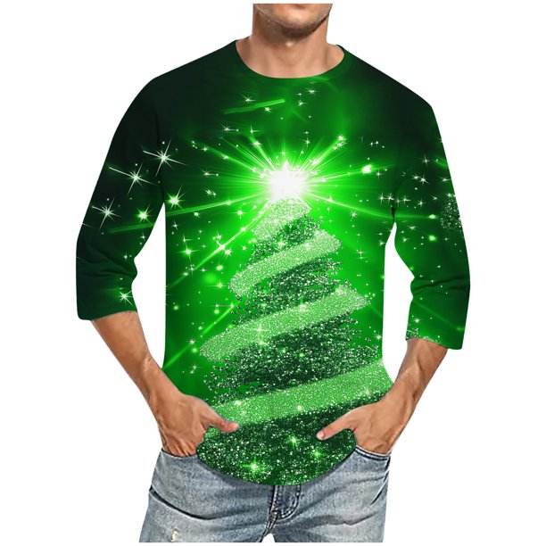 Camisas de Manga Larga para Hombres Imprimir Casual Cuello Redondo Blusa de Manga Corta, Camisas de Lino para Hombres