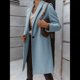 thumbnail image 4 of Abrigo de Guisante para Mujer, con Solapa y un Solo Botón, Cortavientos, Holgado, Informal, de Longitud Media, para Otoño e Invierno. Azul L, 4 of 7