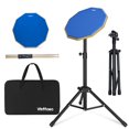 thumbnail image 1 of Tapón de batería Practice Vhffoso de 12 pulgadas con soporte y bastones, color azul, 1 of 9