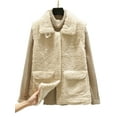 thumbnail image 1 of Cindysus Women Waistcoat Fuzzy Fleece Jacket Vest Sleeveless Sherpa Coat Baggy Holiday Lapel Outwear Beige XL, 1 of 9