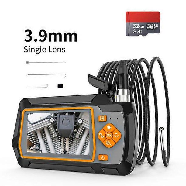 Cámara endoscópica de doble lente de 1080P y 5,5 mm con pantalla LCD IPS de 4,3 pulgadas, cámara de inspección HD de 2,0 MP con 6 LED, 32 GB TF para inspección de alcantarillado de automóviles, 3,9