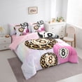 thumbnail image 2 of Castle Fairy Billiard Leopard Print Twin Bedding 7-Piece, Diamond Pattern Bedding Comforter Set, Pink Black Brown,Pink Reversible, 2 of 7