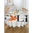 thumbnail image 2 of Round Tablecloth Orange Fall Maple Leaf Waterproof Oil Proof Polyester Table Cloth Cover Decor for Home Dining Outdoor,Patio,Parties, 60" Dia. Vintage Beige Wood Texture Black, 2 of 9