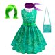 thumbnail image 3 of Movie Inside Out Disgust Cosplay Costume Kids Cartoon Princess Dress+Belt+Scarf +Wig Girls Halloween Carnival Party Dress Up, 3 of 5