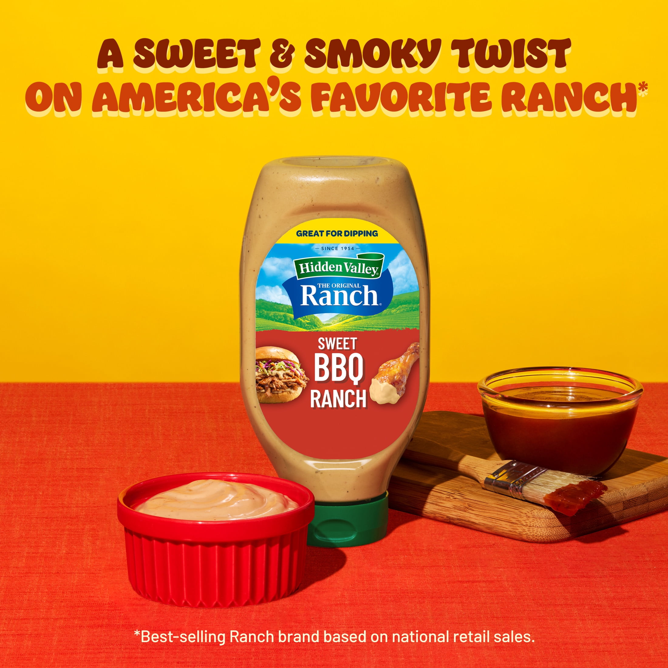 Hidden Valley Sweet BBQ Ranch Dip Sauce Condiment & Dressing, 20 fl oz Squeeze Bottle