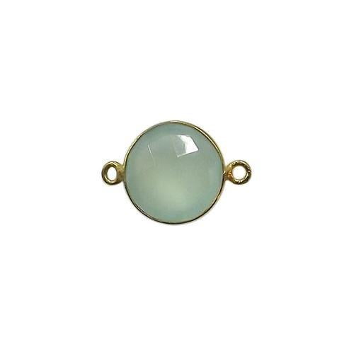 CG-345-CHA-D 18K Gold Overlay Stone Connector With Aqua Chalcedony