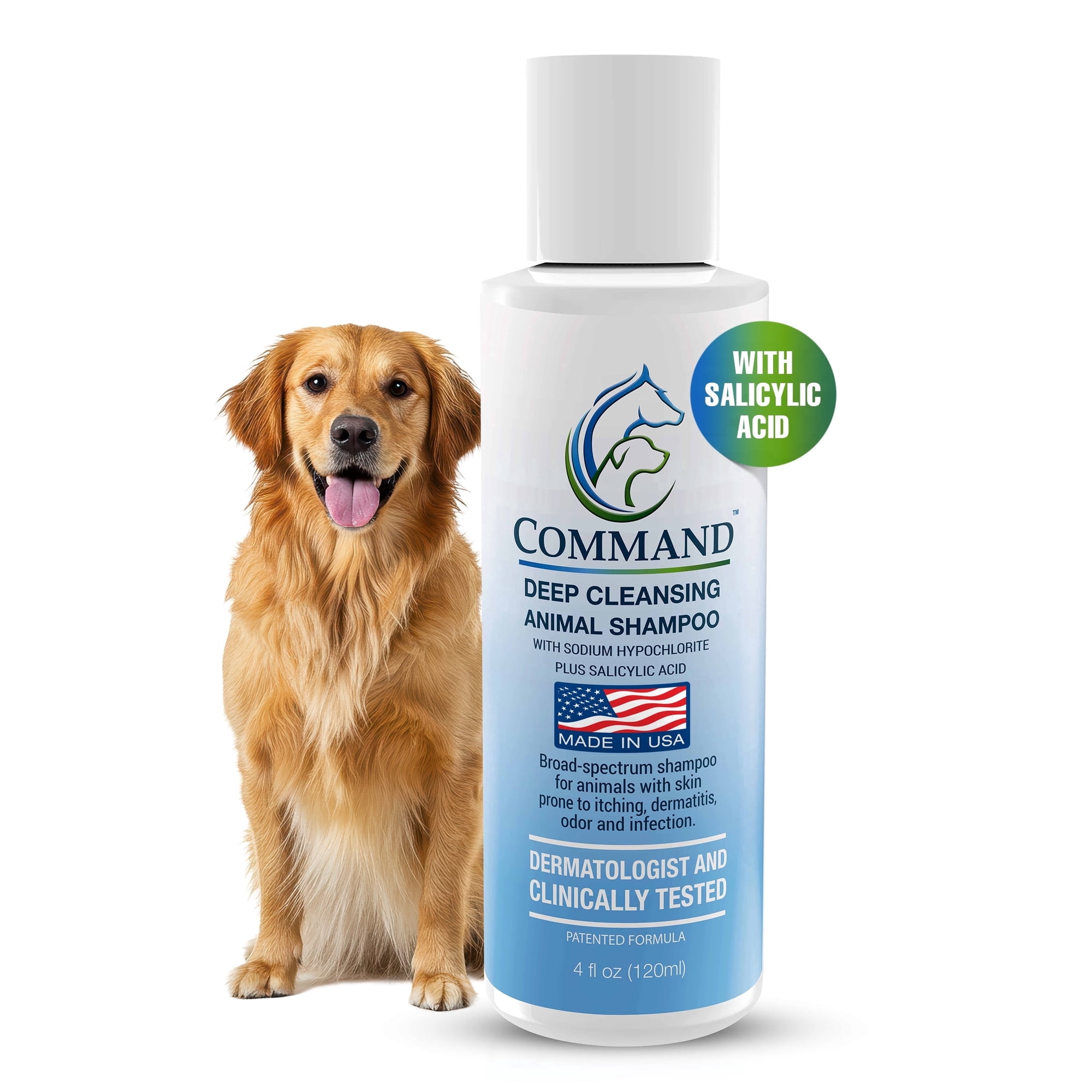 Command Medicated Dog Shampoo - For Deep Cleansing Sensitive, Itchy Dog and Puppy Skin and Hair - Dog Wash and Dog Odor Eliminator Shampoo – Made in the USA (4 ounce)