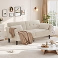 thumbnail image 3 of IdealHouse 89" Chenille Futon Sofa Bed, Modern Convertible Sleeper Couch with Adjustable Backrest & Armrests, 3-Seat Sofa with 2 Pillows for Apartment, Beige, 3 of 8
