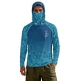 thumbnail image 2 of SEANATIVE Men's Summer Fishing Hoodie Top Long Sleeve UV Protection Hooded Fishing Shirt with Mesh Face Mask, Hiking Running T-Shirt Cooling Outdoor Wear, 4XL, Ocean Water Print Blue, 2 of 7
