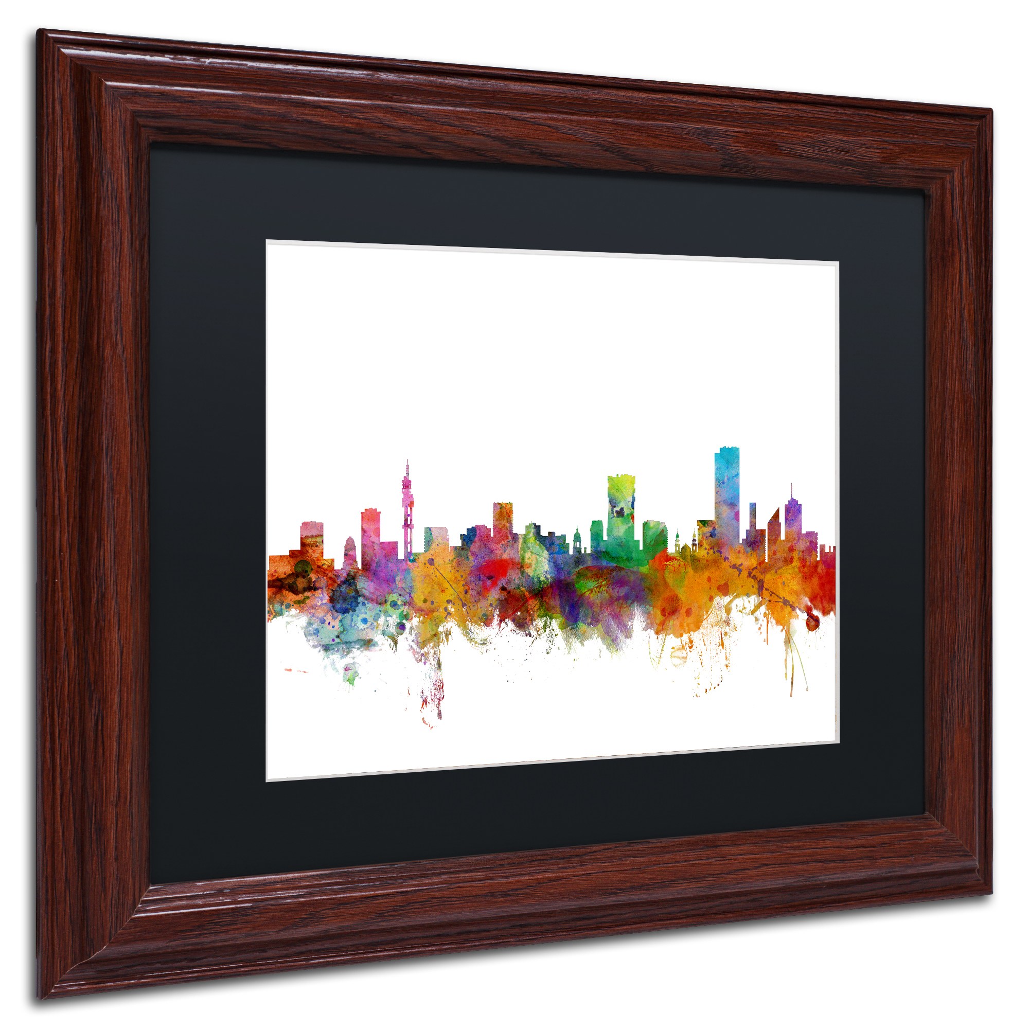 Trademark Fine Art "Pretoria South Africa Skyline" Canvas Art by Michael Tompsett Black Matte, Wood Frame