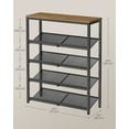 thumbnail image 4 of 5-Tier Shoe Rack for Entryway, Shoe Storage Organizer for 16-20 Pairs, Wooden Top, Steel Frame - Industrial Honey Brown/Ink Black, 4 of 7