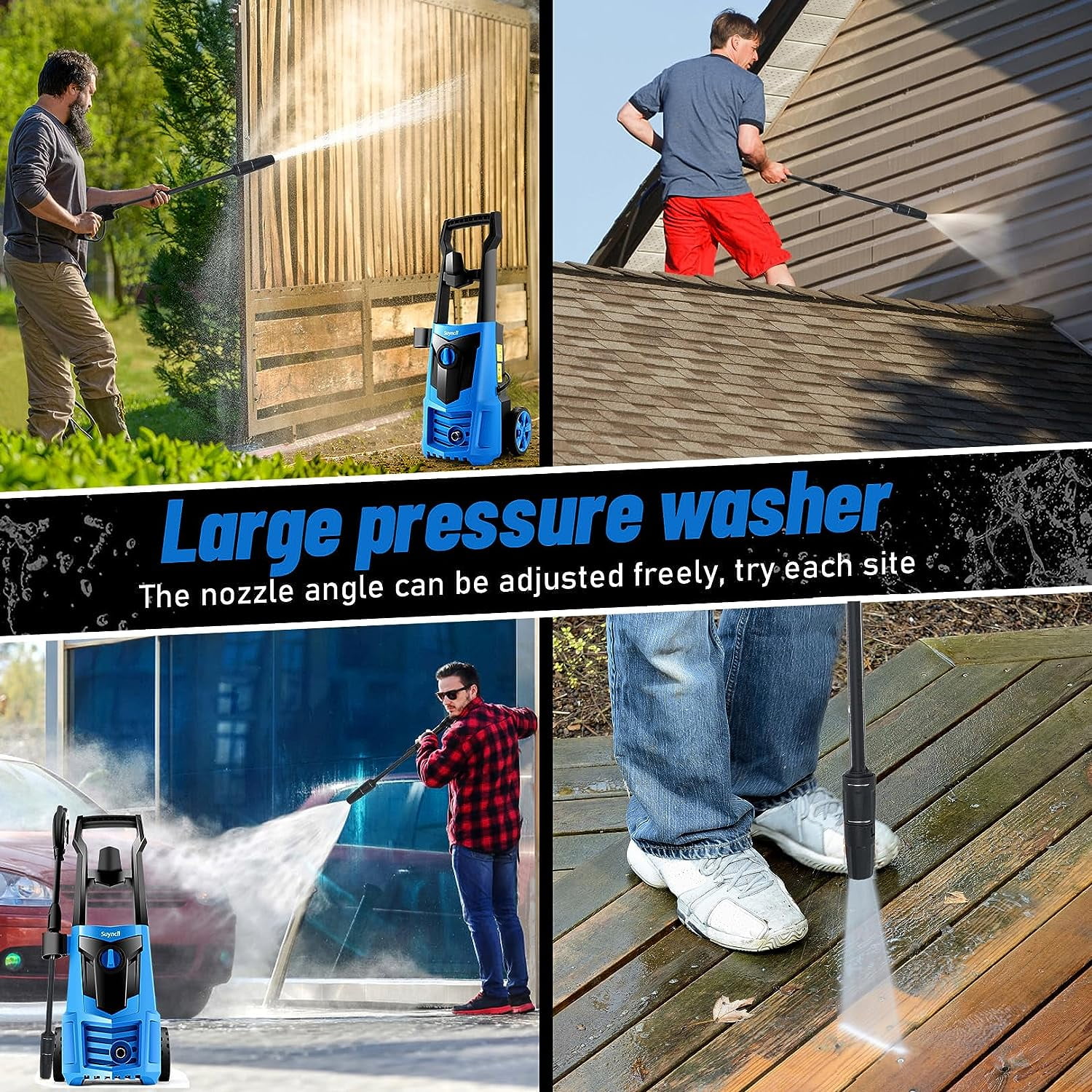 Electric Pressure Washer - 2600 PSI Pressure Washer, 2.0 GPM Electric Power  Washer 1600W High Pressure Washer with 4 Nozzles, Spray Bottle and Hose