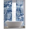 thumbnail image 4 of Navy Blue Coastal Sheer Curtains 108 Inch Length 2 Panels Set, Nautical Coral Starfish Shell Seahorse Ocean Voile Window Treatment Semi Sheer Long Curtains for Bedroom/Living Room/Kitchen 52"x108"x2, 4 of 7