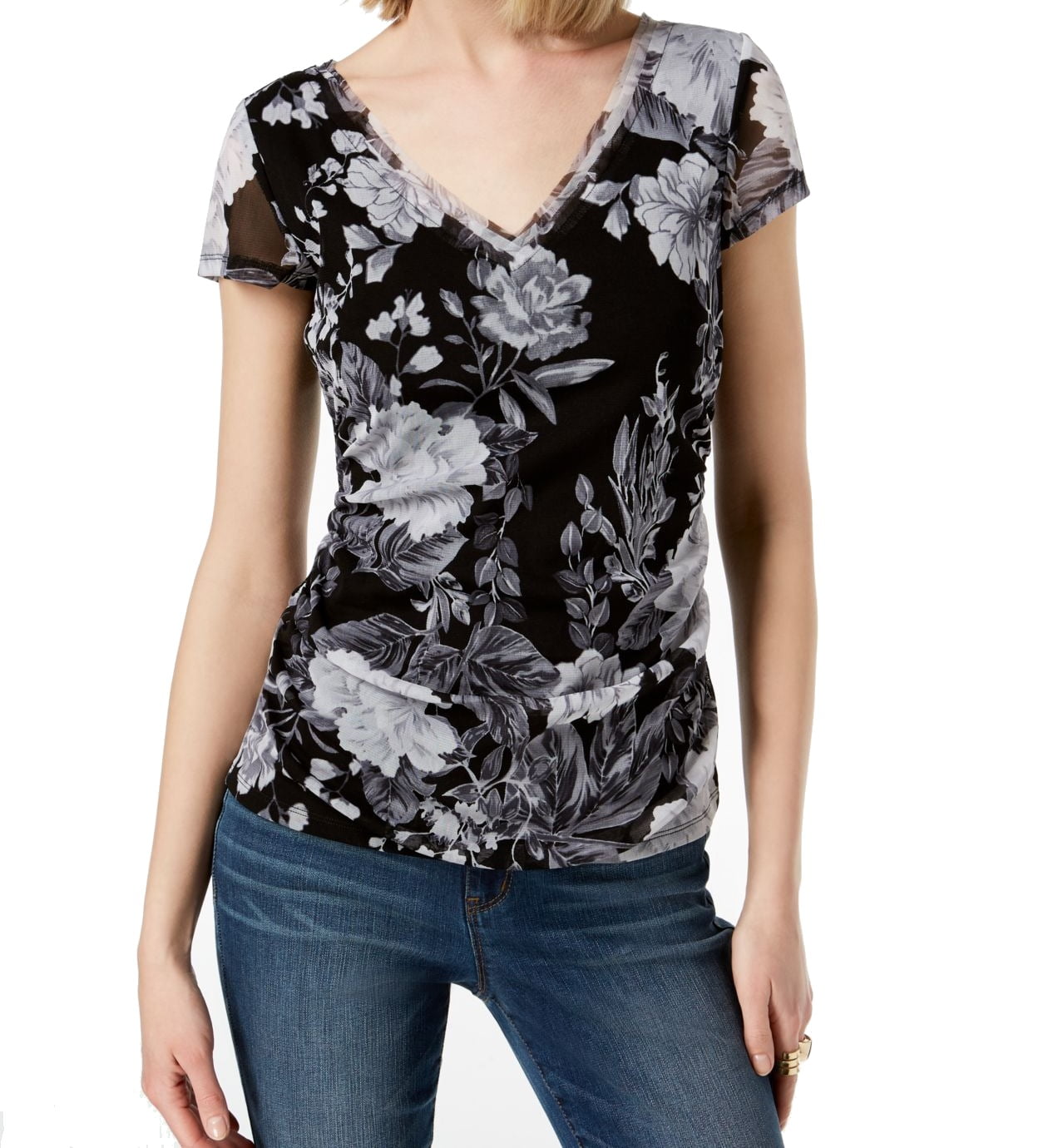 ruched v neck