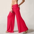 thumbnail image 6 of Fold Over Yoga Pants Trend Solid Wide Leg Loose Fit Lounge Pants with Ruched Waist for Yoga Sports Palazzo, 6 of 6