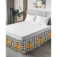 thumbnail image 4 of Hello Pumpkin Bed Skirt King Size 18 Inch Drop, Thanksgiving Fall Orange Pumpkin Plaid Wrap Around Dust Ruffle Bedskirts, Wrinkle & Fade Resistant Easy Fit Bedskirt with Adjustable Elastic, 4 of 8