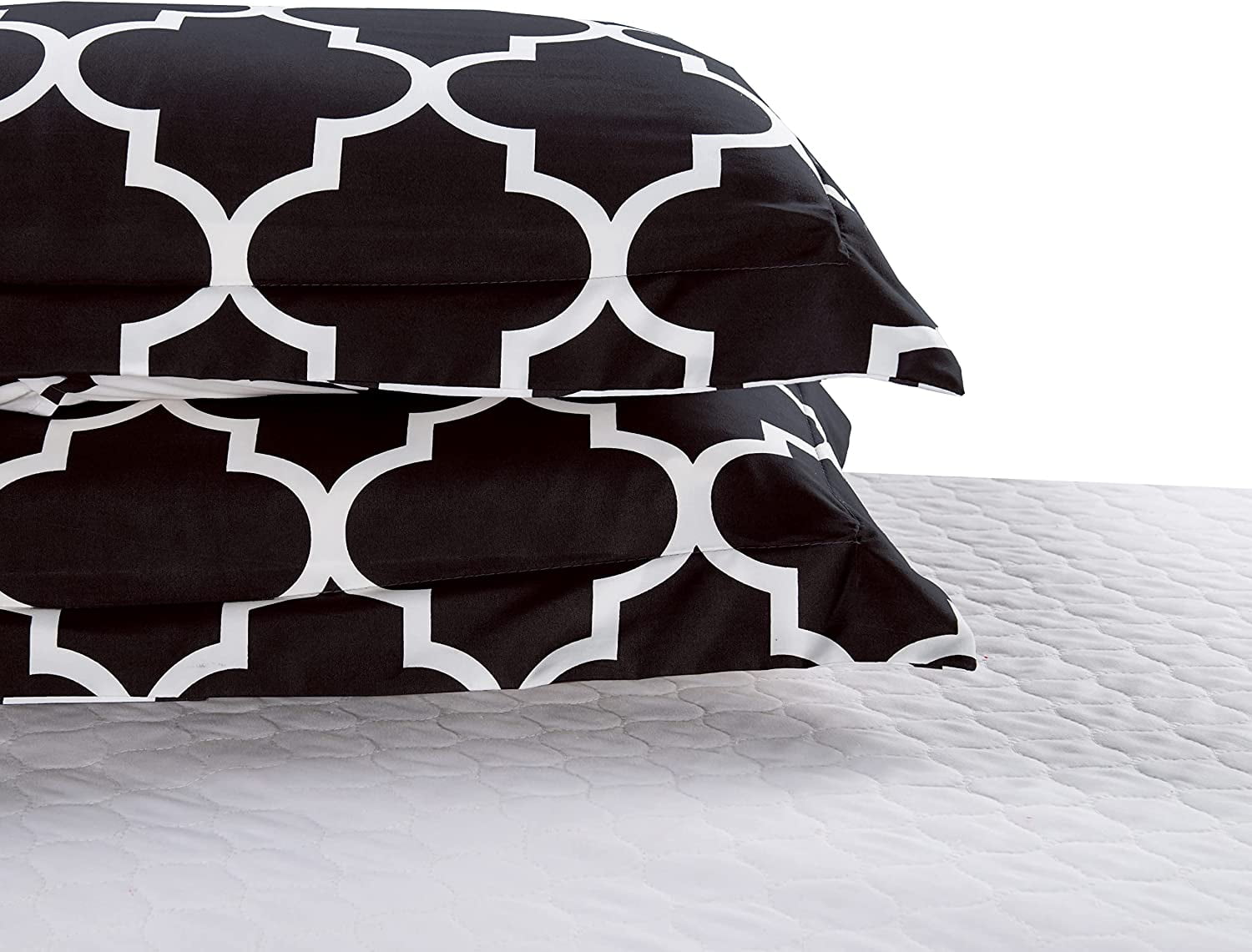 Elegant Comfort Super Soft Quatrefoil Comforter Pattern Down Alternative Reversible 3-Piece Comforter Set,King, Black/White