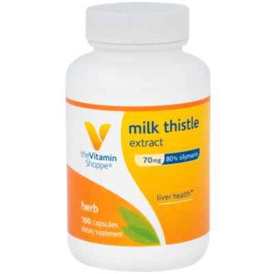 - The Vitamin Shoppe Milk Thistle Extract 70mg Capsules, Silymarin Extract for Healthy Liver Support – Seed/Fruit Once Daily Complex for Detoxification Pathways, and Overall Liver Health (100 Capsules)