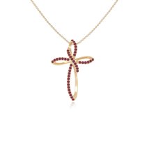 Natural Ruby Infinity Cross Pendant Necklaces for Women in 18K Yellow Gold Vermeil, July Birthstone Jewelry Gifts for Her Birthday, Anniversary, Mothers Day, Christmas, Graduation, Valentines