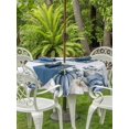 thumbnail image 2 of Outdoor Tablecloth with Umbrella Hole and Zipper, Blue White Pumpkin Round Table Cloth 60 Inch Waterproof Tablecloth, Fall Thanksgiving Eucalyptus Coastal Picnic Table Cover for Patio Camping, 2 of 7